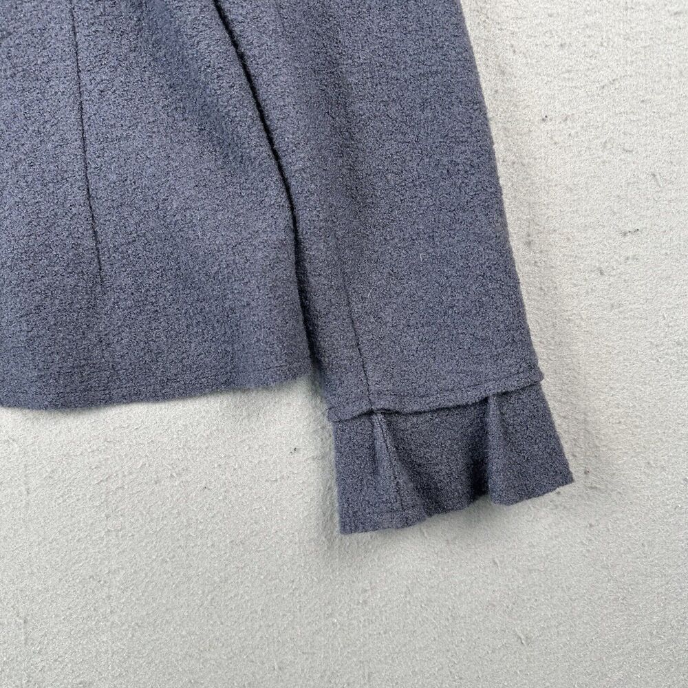 Vivian Shyu Wool Blazer Jacket Women’s Small Navy Blue Ruffle Button Front - Picture 16 of 16